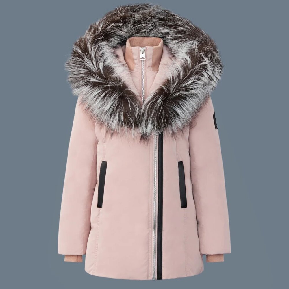 Mackage LEELEE Down Coat with Removable Silver Fox Fur Collar
